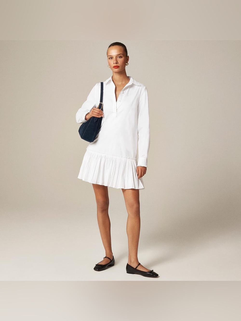 NWT J.Crew Amelia long-sleeve shirt-dress in cotton poplin
